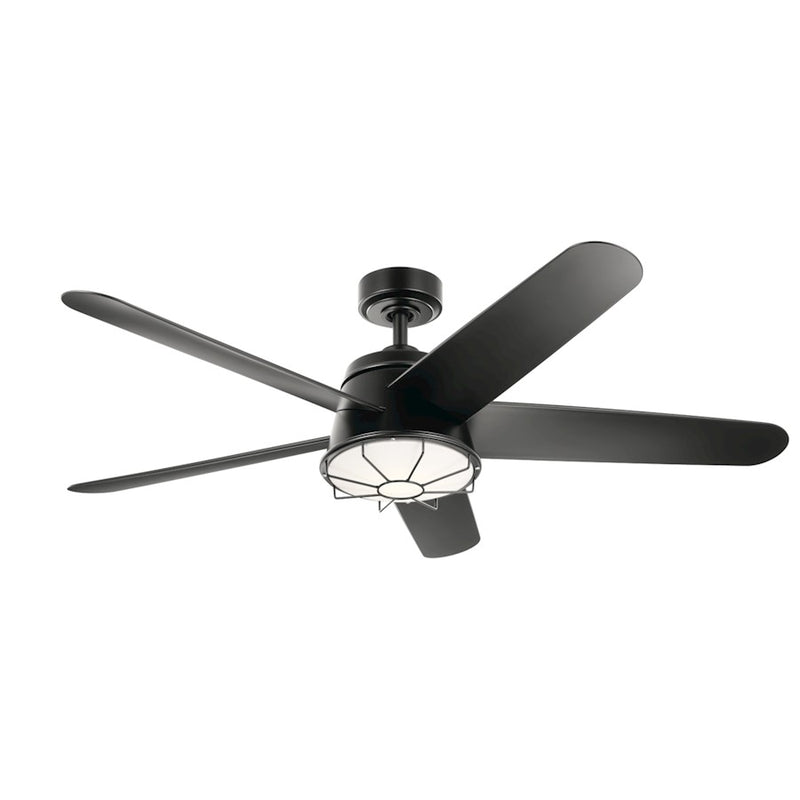 Kichler Daya 54in 1-Light LED Ceiling Fan | Coastal Satin Black Steel with Opal Glass | Living Room & Covered Patio | 54in Blade | Model 310072SBK