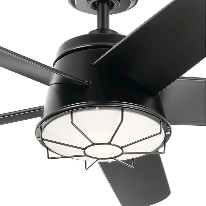 Kichler Daya 54in 1-Light LED Ceiling Fan | Coastal Satin Black Steel with Opal Glass | Living Room & Covered Patio | 54in Blade | Model 310072SBK