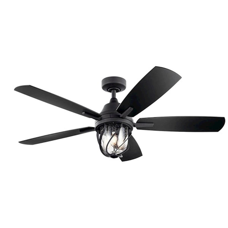 Kichler Lydra 52in Ceiling Fan with Light | Olde Bronze Steel and Dark Walnut Blades | Covered Patio & Living Room Fan | 900 Lumens | Model 310073OZ