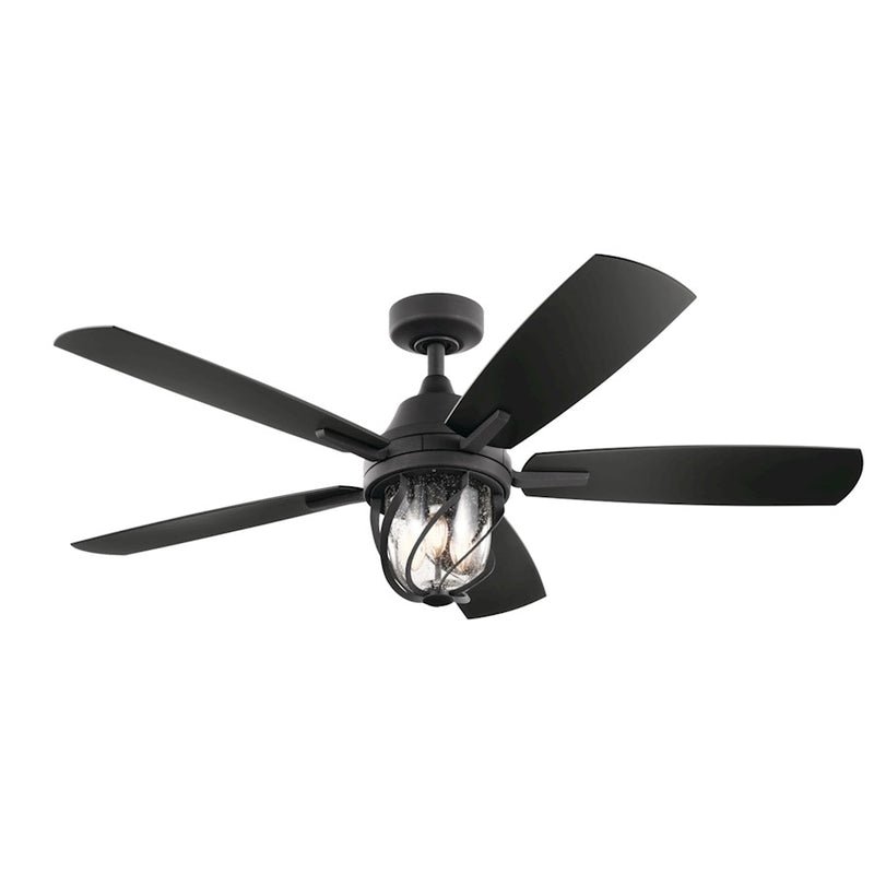 Kichler Lydra 52in Ceiling Fan with Light | Olde Bronze Steel and Dark Walnut Blades | Covered Patio & Living Room Fan | 900 Lumens | Model 310073OZ