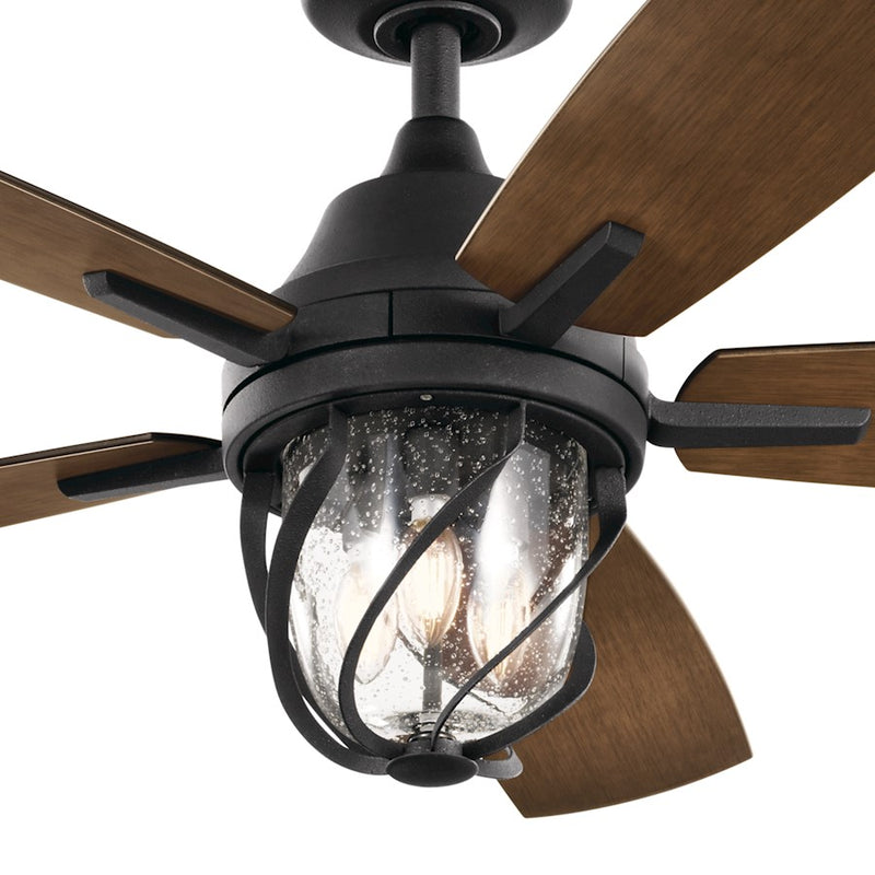 Kichler Lydra 52in Ceiling Fan with Light | Olde Bronze Steel and Dark Walnut Blades | Covered Patio & Living Room Fan | 900 Lumens | Model 310073OZ