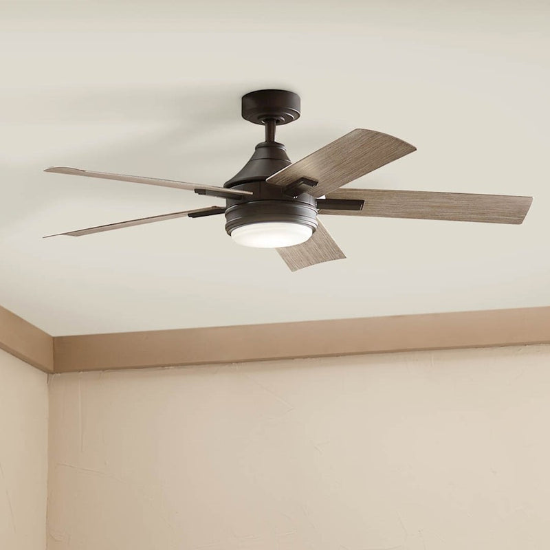 Kichler Tide 52in Ceiling Fan | White with Frosted Glass Light Kit | Living Room & Bedroom | 52 x 52 x 14 in | Model 310075WH
