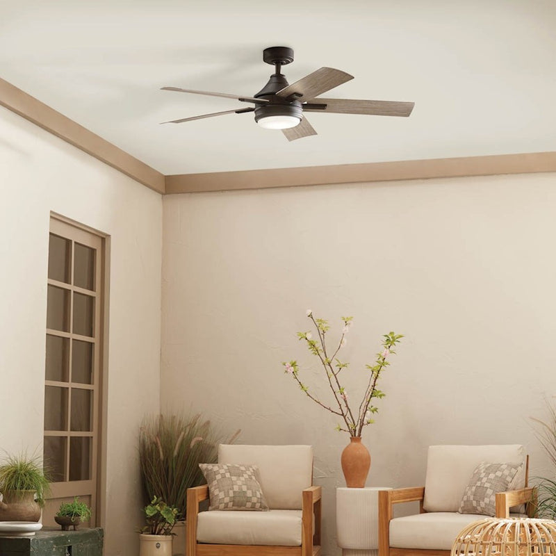 Kichler Tide 52in Ceiling Fan | White with Frosted Glass Light Kit | Living Room & Bedroom | 52 x 52 x 14 in | Model 310075WH