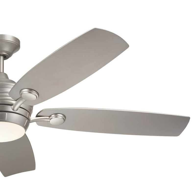 Kichler Tranquil 56in Ceiling Fan | Modern Satin Black and Frosted Glass | Living Room & Covered Patio | 56 x 56 x 14 in | Model 310080SBK