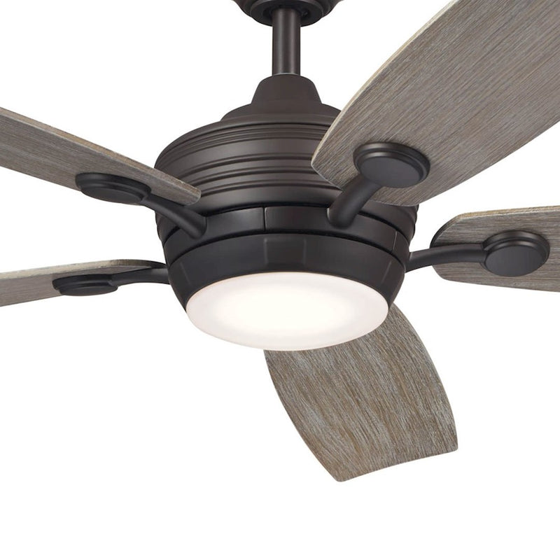 Kichler Tranquil 56in Ceiling Fan | Modern Satin Black and Frosted Glass | Living Room & Covered Patio | 56 x 56 x 14 in | Model 310080SBK