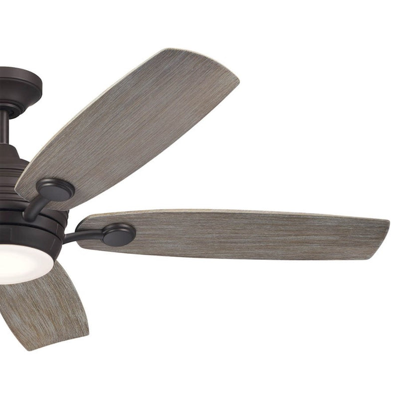 Kichler Tranquil 56in Ceiling Fan | Modern Satin Black and Frosted Glass | Living Room & Covered Patio | 56 x 56 x 14 in | Model 310080SBK