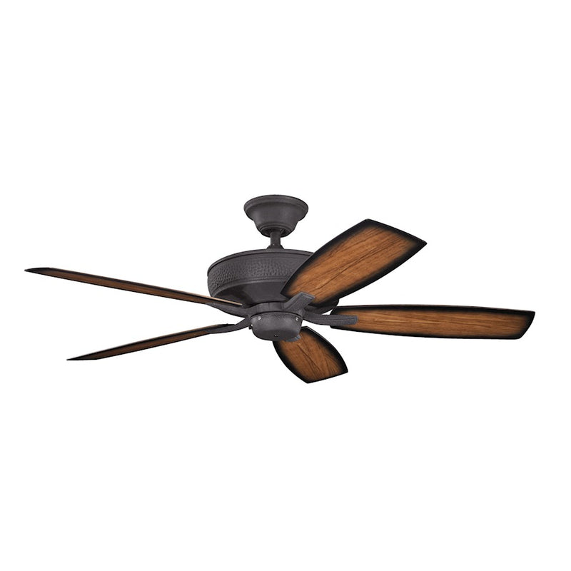 Kichler Monarch II Patio 52in Ceiling Fan | Transitional Distressed Black and Medium Walnut Blades | Covered Patio & Outdoor Living | Model 310103DBK