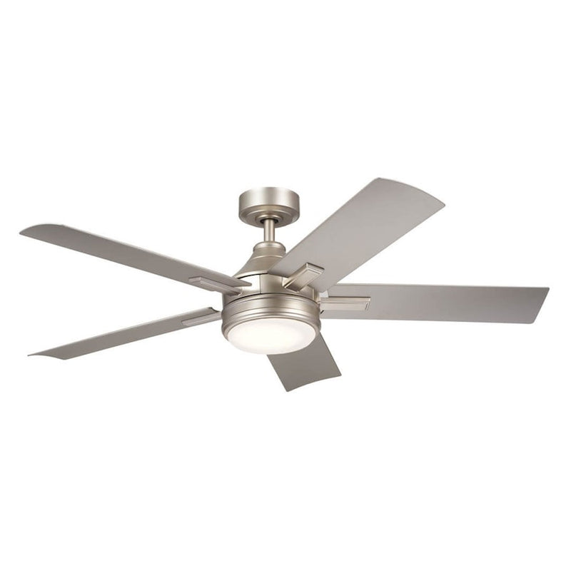 Kichler Tide 52in Ceiling Fan | White Stainless Steel and Frosted Glass | Covered Patio & Living Room | 52 x 52 x 13.9 in | Model 310126WH