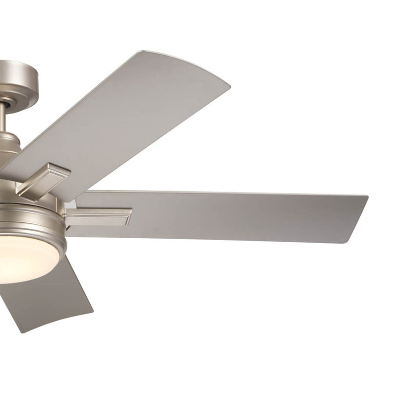 Kichler Tide 52in Ceiling Fan | White Stainless Steel and Frosted Glass | Covered Patio & Living Room | 52 x 52 x 13.9 in | Model 310126WH