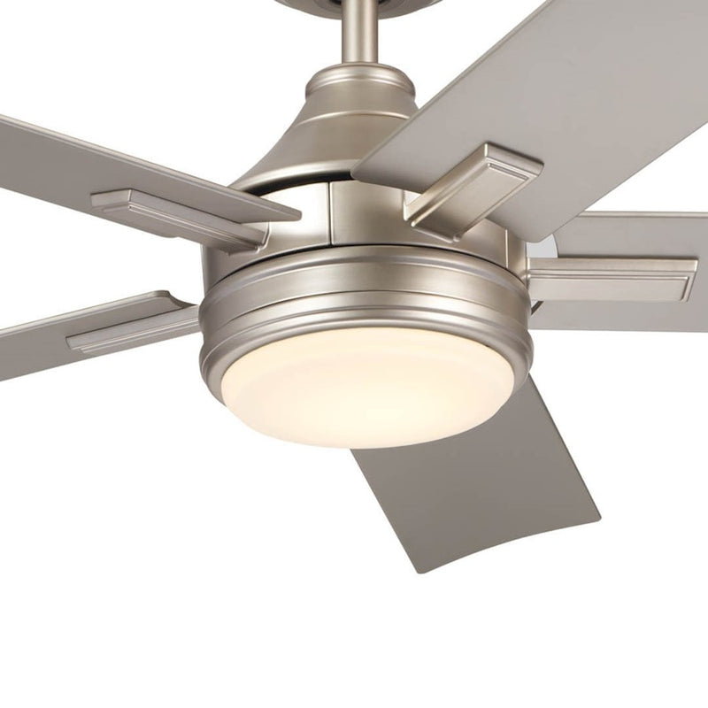 Kichler Tide 52in Ceiling Fan | White Stainless Steel and Frosted Glass | Covered Patio & Living Room | 52 x 52 x 13.9 in | Model 310126WH