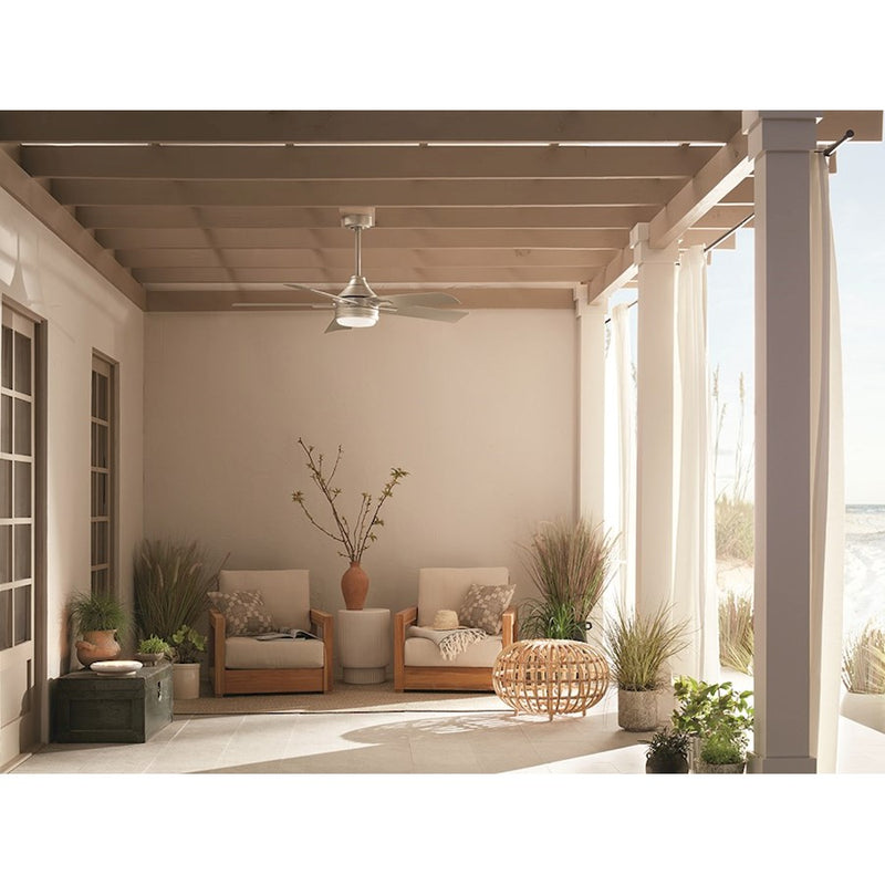 Kichler Tide 52in Ceiling Fan | White Stainless Steel and Frosted Glass | Covered Patio & Living Room | 52 x 52 x 13.9 in | Model 310126WH