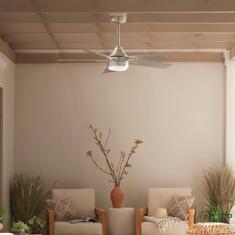 Kichler Tide 52in Ceiling Fan | White Stainless Steel and Frosted Glass | Covered Patio & Living Room | 52 x 52 x 13.9 in | Model 310126WH