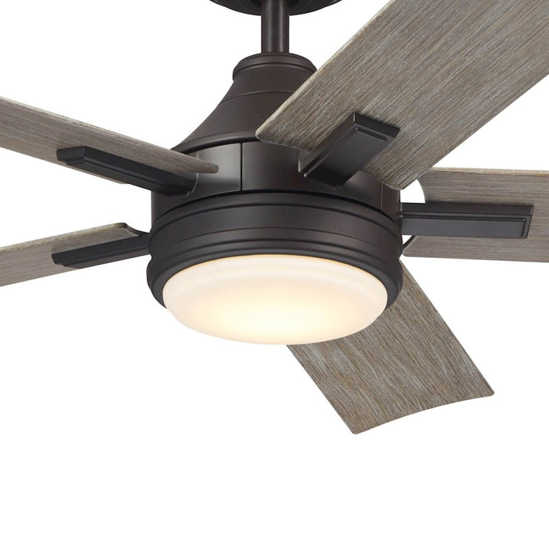 Kichler Tide 52in Ceiling Fan | White Stainless Steel and Frosted Glass | Covered Patio & Living Room | 52 x 52 x 13.9 in | Model 310126WH
