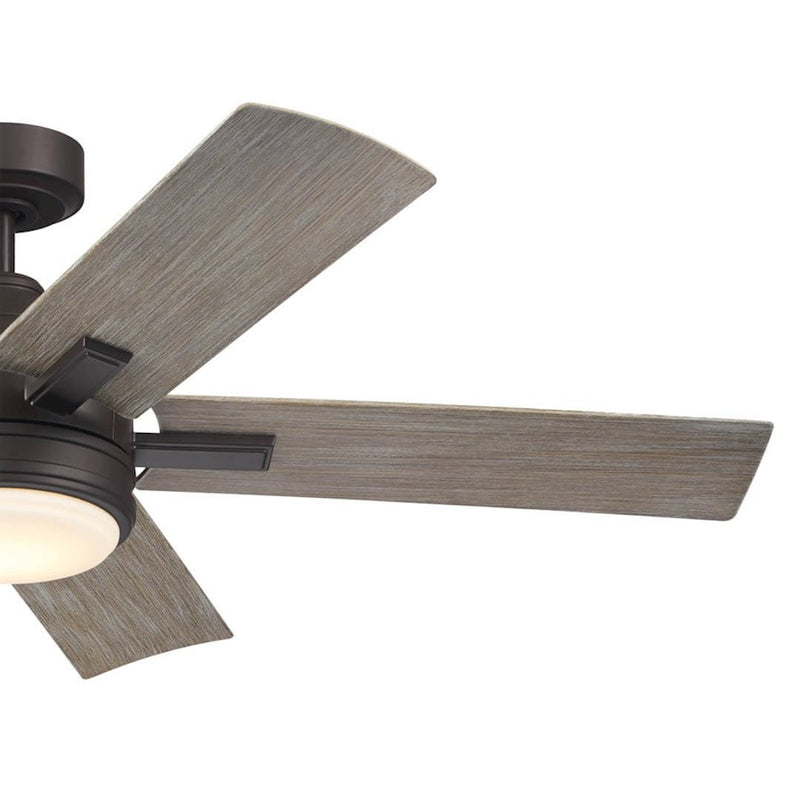 Kichler Tide 52in Ceiling Fan | White Stainless Steel and Frosted Glass | Covered Patio & Living Room | 52 x 52 x 13.9 in | Model 310126WH