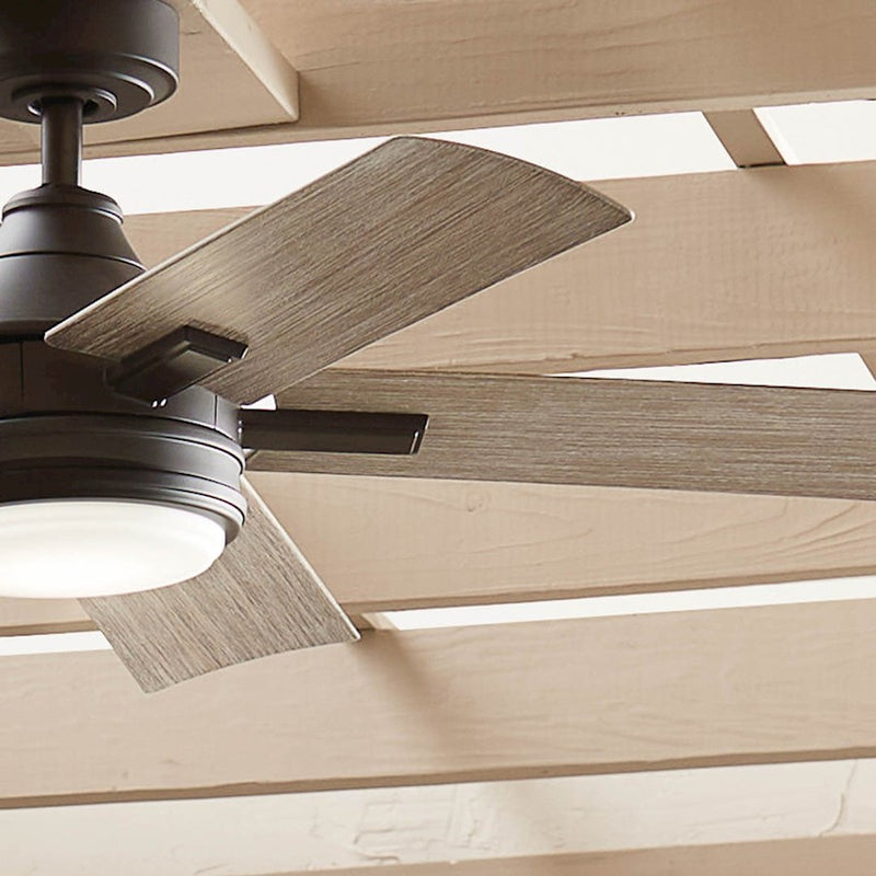 Kichler Tide 52in Ceiling Fan | White Stainless Steel and Frosted Glass | Covered Patio & Living Room | 52 x 52 x 13.9 in | Model 310126WH