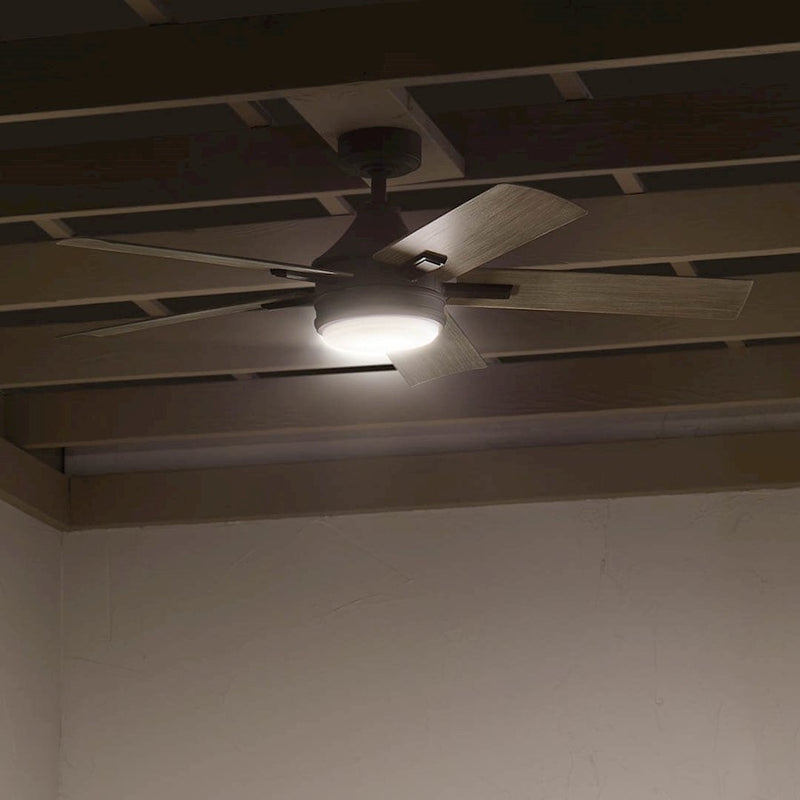 Kichler Tide 52in Ceiling Fan | White Stainless Steel and Frosted Glass | Covered Patio & Living Room | 52 x 52 x 13.9 in | Model 310126WH