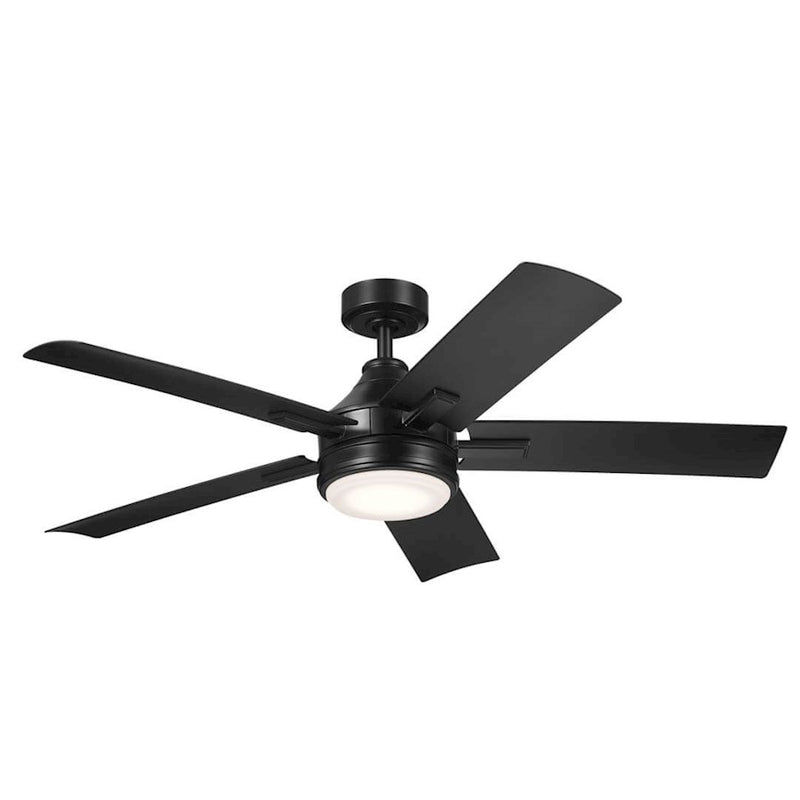 Kichler Tide 52in Ceiling Fan | White Stainless Steel and Frosted Glass | Covered Patio & Living Room | 52 x 52 x 13.9 in | Model 310126WH