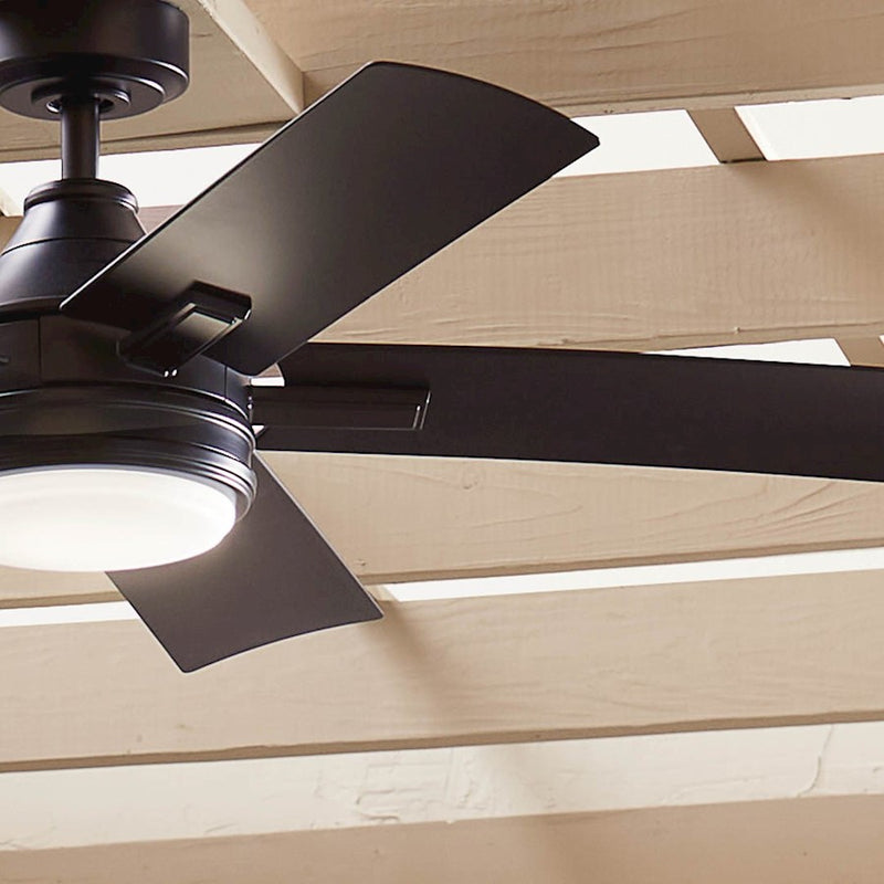 Kichler Tide 52in Ceiling Fan | White Stainless Steel and Frosted Glass | Covered Patio & Living Room | 52 x 52 x 13.9 in | Model 310126WH