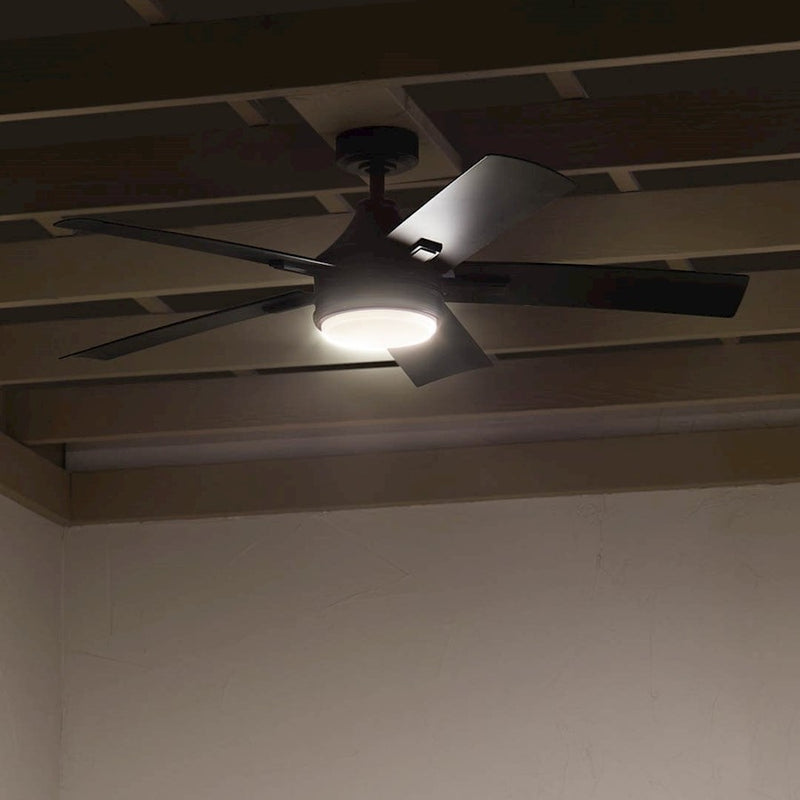 Kichler Tide 52in Ceiling Fan | White Stainless Steel and Frosted Glass | Covered Patio & Living Room | 52 x 52 x 13.9 in | Model 310126WH