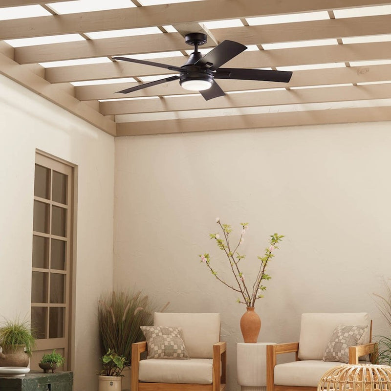 Kichler Tide 52in Ceiling Fan | White Stainless Steel and Frosted Glass | Covered Patio & Living Room | 52 x 52 x 13.9 in | Model 310126WH