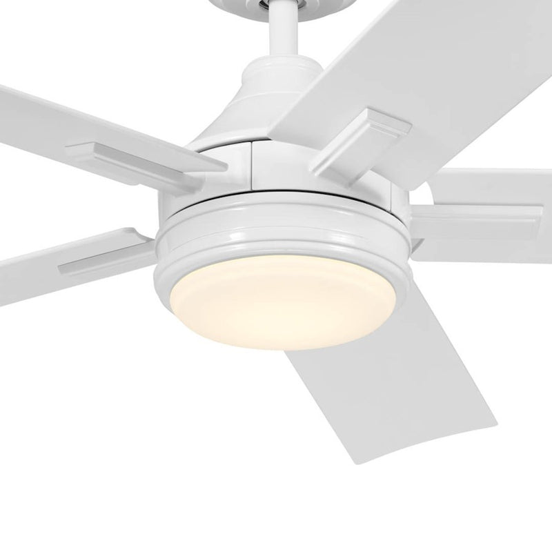 Kichler Tide 52in Ceiling Fan | White Stainless Steel and Frosted Glass | Covered Patio & Living Room | 52 x 52 x 13.9 in | Model 310126WH