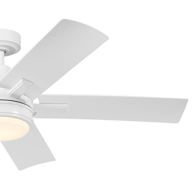 Kichler Tide 52in Ceiling Fan | White Stainless Steel and Frosted Glass | Covered Patio & Living Room | 52 x 52 x 13.9 in | Model 310126WH