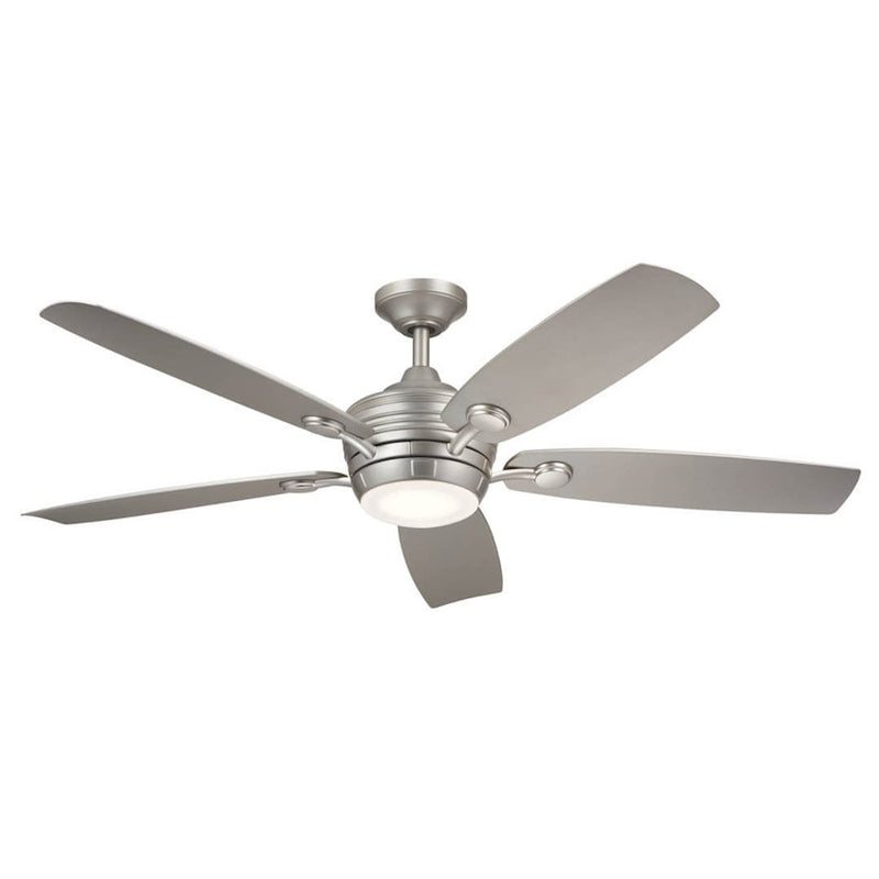 Kichler Tranquil 56in Ceiling Fan with Light | White Stainless Steel and Frosted Glass | Covered Patio & Large Bedroom | Model 310130WH