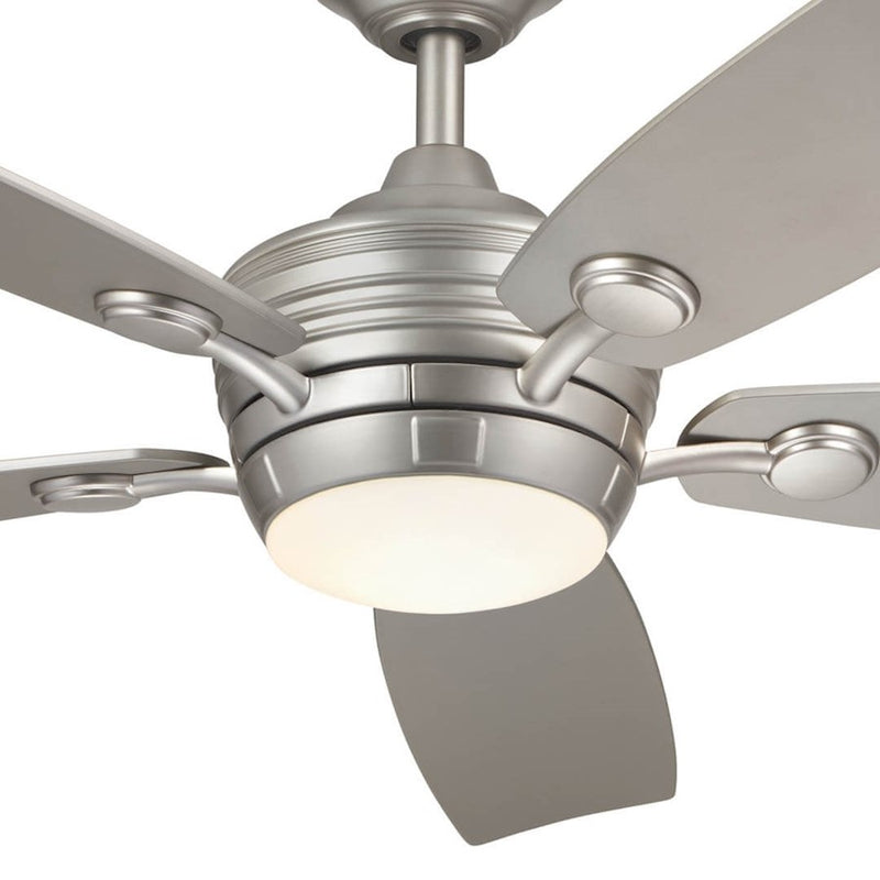 Kichler Tranquil 56in Ceiling Fan with Light | White Stainless Steel and Frosted Glass | Covered Patio & Large Bedroom | Model 310130WH