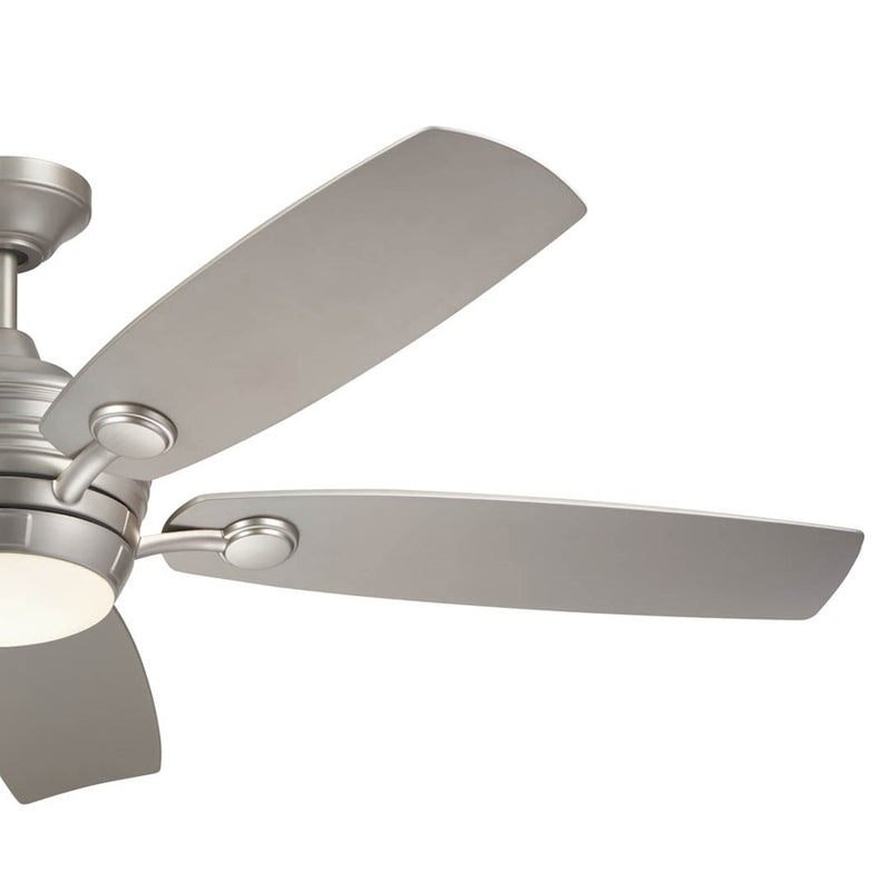Kichler Tranquil 56in Ceiling Fan with Light | White Stainless Steel and Frosted Glass | Covered Patio & Large Bedroom | Model 310130WH