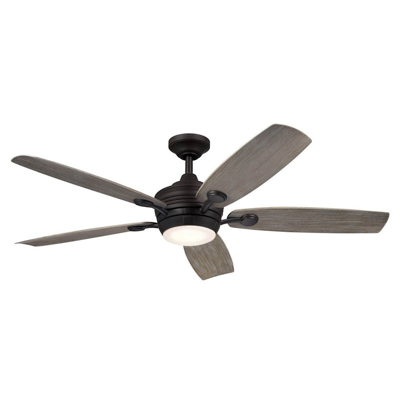 Kichler Tranquil 56in Ceiling Fan with Light | White Stainless Steel and Frosted Glass | Covered Patio & Large Bedroom | Model 310130WH