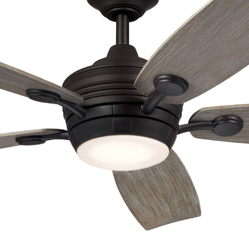 Kichler Tranquil 56in Ceiling Fan with Light | White Stainless Steel and Frosted Glass | Covered Patio & Large Bedroom | Model 310130WH