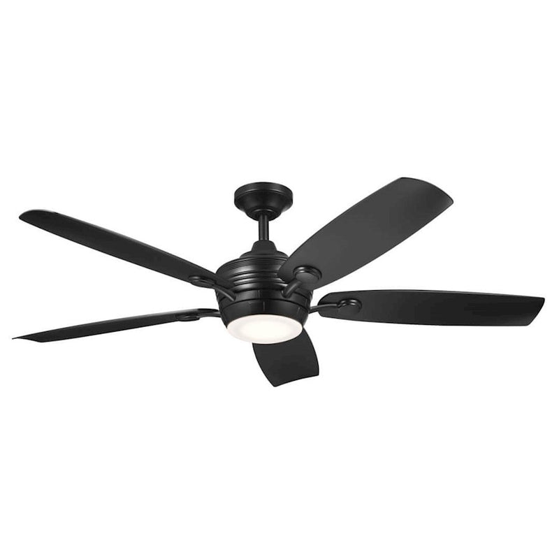 Kichler Tranquil 56in Ceiling Fan with Light | White Stainless Steel and Frosted Glass | Covered Patio & Large Bedroom | Model 310130WH