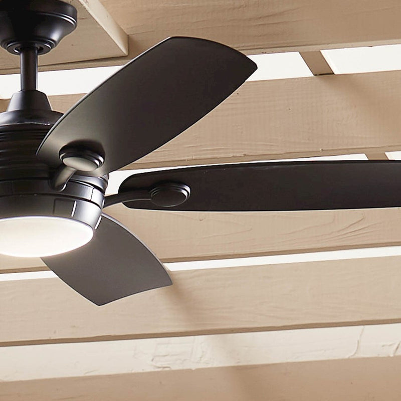 Kichler Tranquil 56in Ceiling Fan with Light | White Stainless Steel and Frosted Glass | Covered Patio & Large Bedroom | Model 310130WH