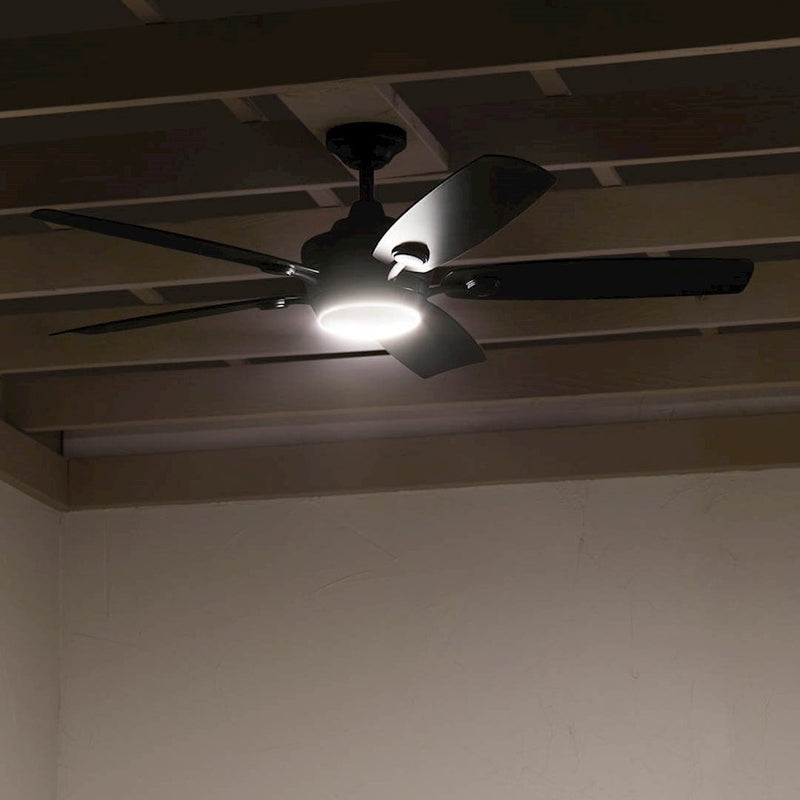 Kichler Tranquil 56in Ceiling Fan with Light | White Stainless Steel and Frosted Glass | Covered Patio & Large Bedroom | Model 310130WH