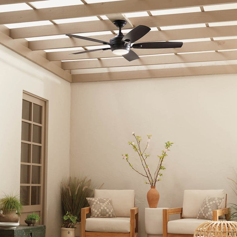 Kichler Tranquil 56in Ceiling Fan with Light | White Stainless Steel and Frosted Glass | Covered Patio & Large Bedroom | Model 310130WH