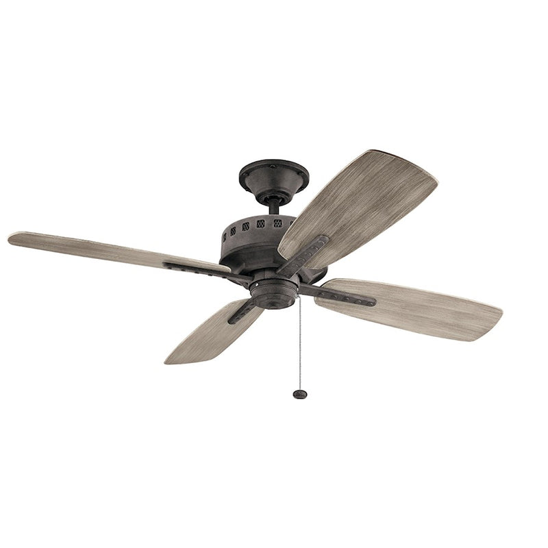 Kichler Eads 52in Ceiling Fan | Weathered Zinc Steel and Medium Oak Blades | Covered Patio & Outdoor Living | 52 x 52 x 14 in | Model 310152WZC