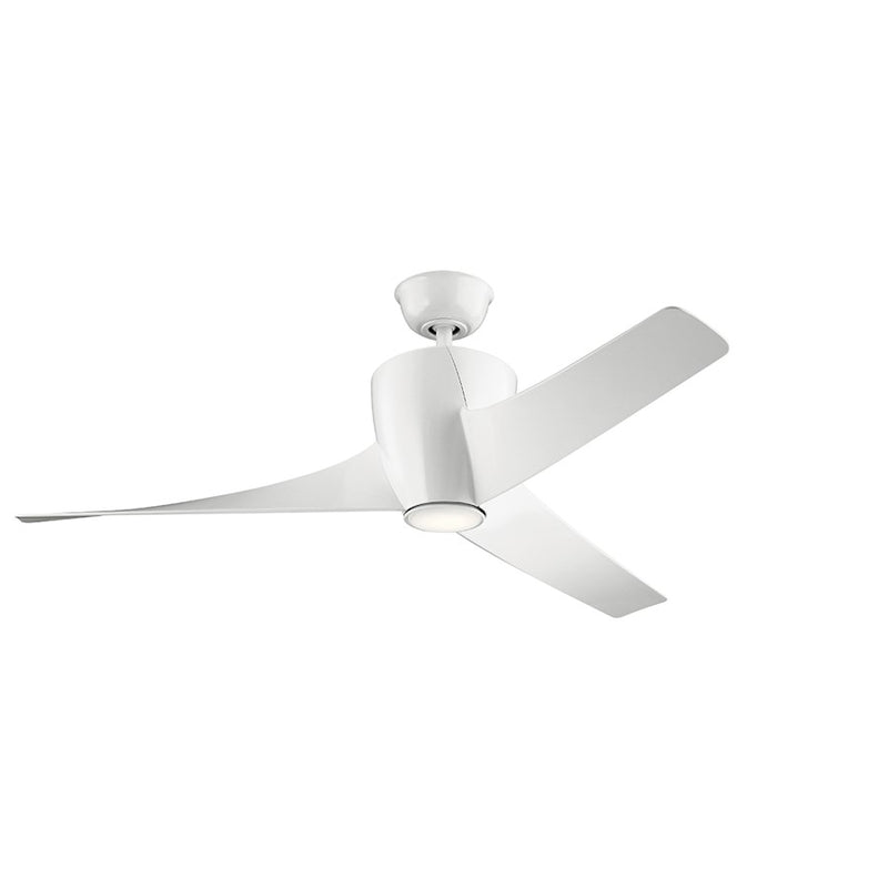 Kichler Phree 56in Ceiling Fan | White ABS Blades and Etched Opal Glass | Living Room & Bedroom | 56 x 56 x 16 in, 22° Blade Pitch | Model 310175WH