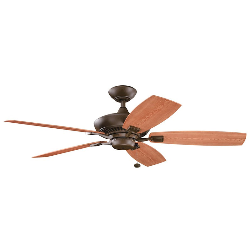 Kichler Canfield Patio 52in Ceiling Fan | Traditional Tannery Bronze Steel and Cherry/Walnut Blades | Covered Patio & Porch | Model 310192TZP
