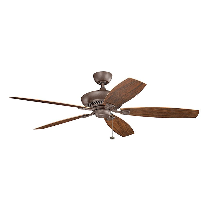Kichler Canfield 60in XL Patio Fan | Tannery Bronze Powder Coat and Walnut/Cherry Blades | Covered Patio & Outdoor Living | Model 310193TZP