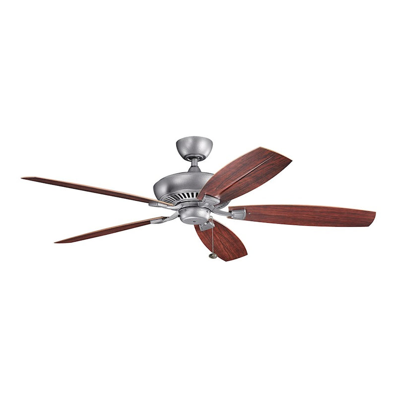 Kichler Canfield 60in XL Patio Fan | Weathered Steel and Light Walnut/Teak | Covered Patio & Outdoor Living | 60 x 14 in | Model 310193WSP