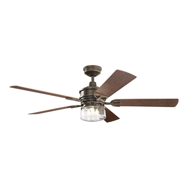 Kichler Lyndon Patio 60in LED Ceiling Fan | Nautical Olde Bronze Steel and Medium Walnut Blades | Covered Patio & Outdoor Living | Model 310240OZ