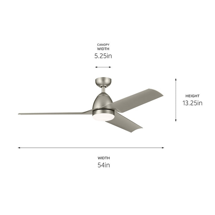 Kichler 54" Fit Ceiling Fan, Painted Brushed Nickel/Silver