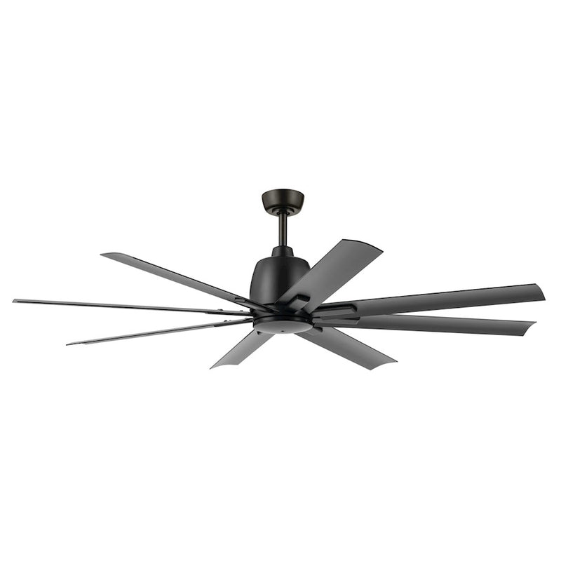 Kichler Breda 75in 8-Blade Ceiling Fan | Satin Natural Bronze Steel and Blades | Large Living Room & Covered Patio | 75 x 16.5 in | Model 310275SNB