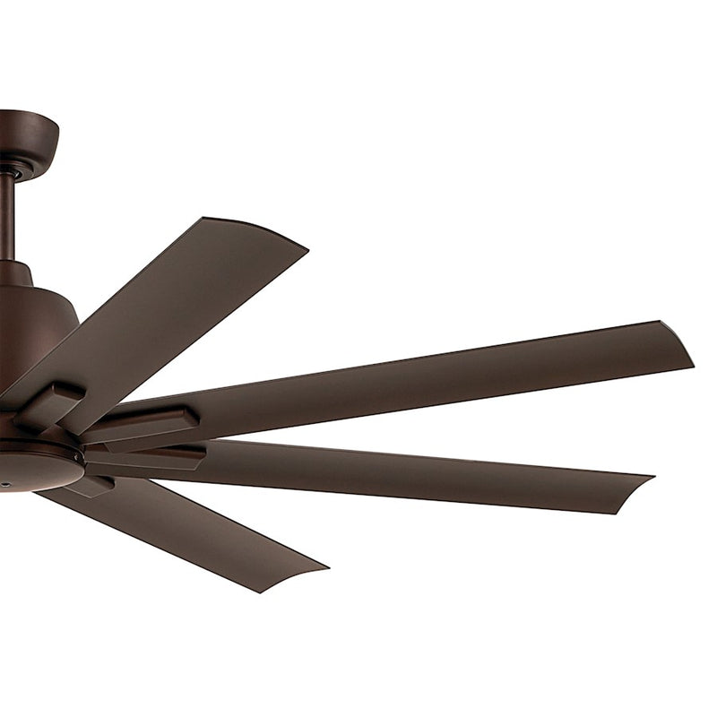 Kichler Breda 75in 8-Blade Ceiling Fan | Satin Natural Bronze Steel and Blades | Large Living Room & Covered Patio | 75 x 16.5 in | Model 310275SNB