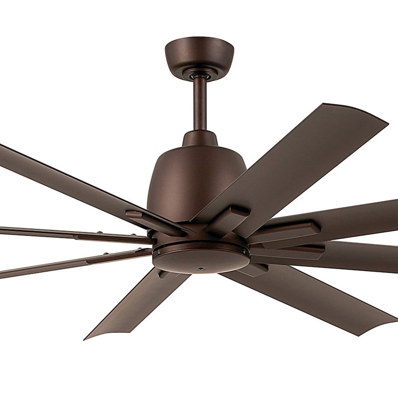 Kichler Breda 75in 8-Blade Ceiling Fan | Satin Natural Bronze Steel and Blades | Large Living Room & Covered Patio | 75 x 16.5 in | Model 310275SNB