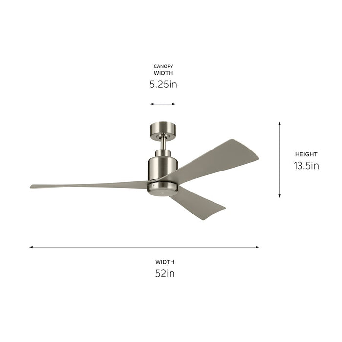 Kichler 52" True Ceiling Fan, Brushed Stainless Steel/Silver