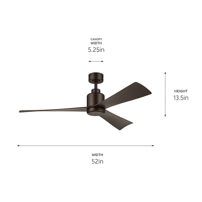 Kichler 52" True Ceiling Fan, Satin Natural Bronze/Natural Bronze