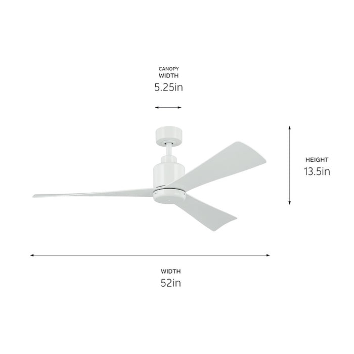 Kichler 52" True Ceiling Fan, White/White