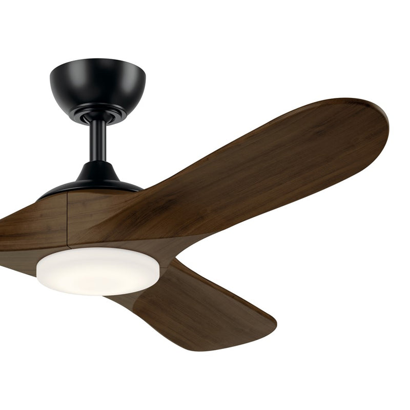 Kichler Mylo 1Lt 52" Ceiling Fan, Black/Aged Walnut/Etched