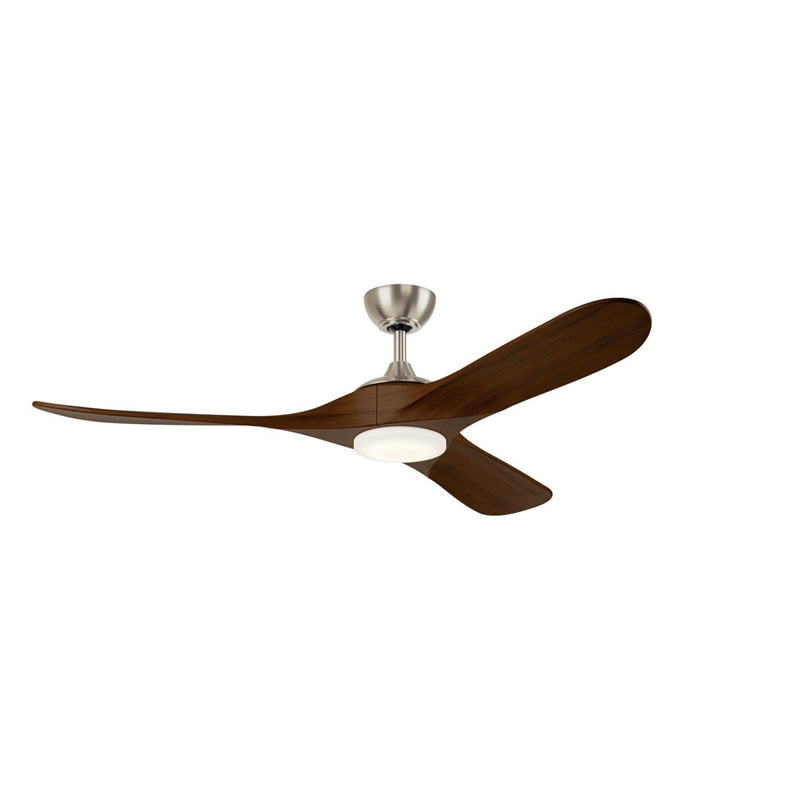 Kichler Mylo 60in Ceiling Fan with Light | Modern Brushed Nickel and Natural Walnut | Covered Patio & Great Room | Model 310560NI